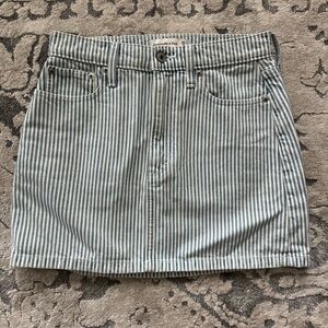 Abercrombie & Fitch Blue and White Striped Denim Mini Skirt